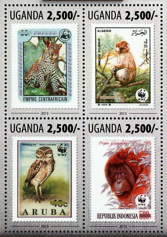 World Wildlife Stamp WWF Owl Monkey Wild Animals Aruba S/S MNH #3143-3146