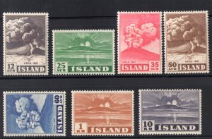 1948 ICELAND, Eruption of the Hekla Volcano, 7 val n . 208-214 MNH **