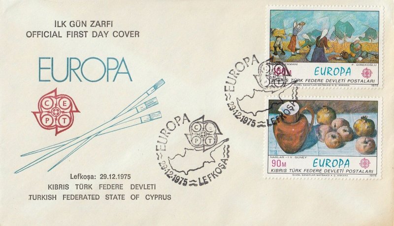 Turkey (Cyprus) Scott 26-7 FDC - 1975 Europa Issue