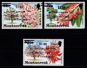 Montserrat 1977 Flowering Trees Optd. Silver Jubilee Royal Visit, Set [Mint]