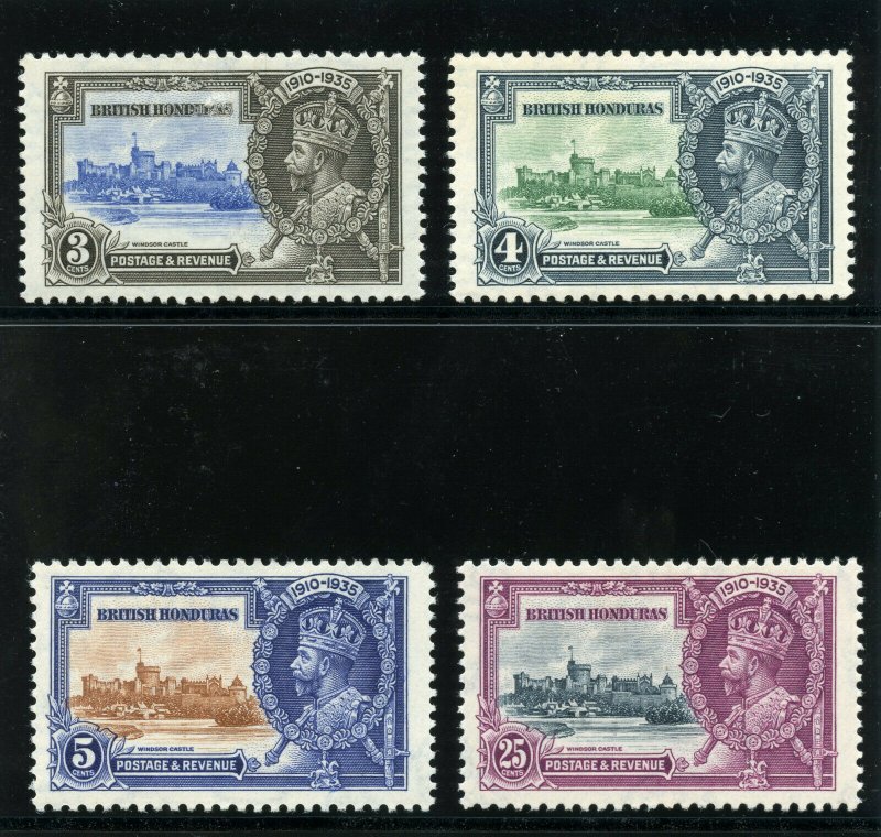 British Honduras 1935 KGV Silver Jubilee set complete MLH. SG 143-146.