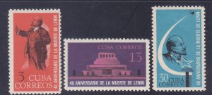 Cuba 885-87 MNH 1964 40th Anniversary Death of Lenin Set VF