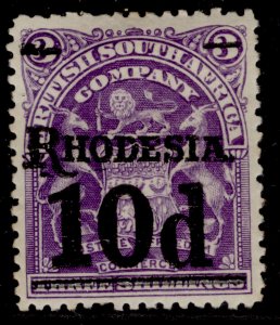 RHODESIA EDVII SG117, 10d on 3s deep violet, M MINT. Cat £20.