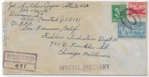 USS Comstock LSD-19 to Chicago, IL 1948 Registered Special Del. ... (55343)