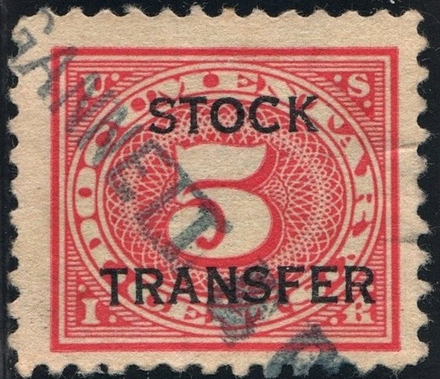 RD4 5¢ Stock Transfer Stamp (1918) Used United States, Revenues