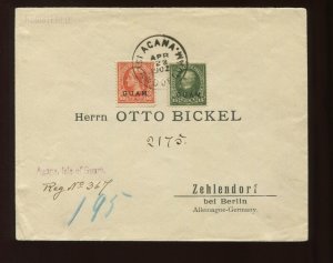 Guam Scott 10 & 11 Overprint Used Stamps on Nice Registered Cover to Germany