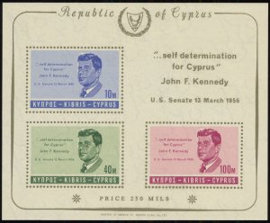 Cyprus 1965 JFK Scott #253a Mint Never Hinged