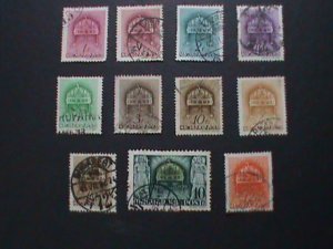​HUNGARY-1939 OVER 83 YEARS-VERY OLD-CROWN OF ST. STEPHEN USE STAMPS VERY FINE