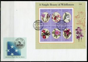 MICRONESIA 2000 WILDFLOWERS SHEET OF SIX FIRST DAY COVER