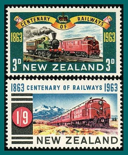 New Zealand 1963 Railway Centenary, MNH #362-363,SG818-SG819