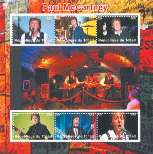 The Beatles Stamps Chad 2022 MNH Music Paul McCartney Singers People 6v M/S