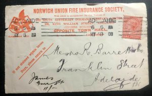 1908 Adelaide Australia Commercial Front cover Locally Used Fire Insurance