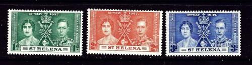 St Helena 115-17 very lightly hinged 1937 KGVI Coronation