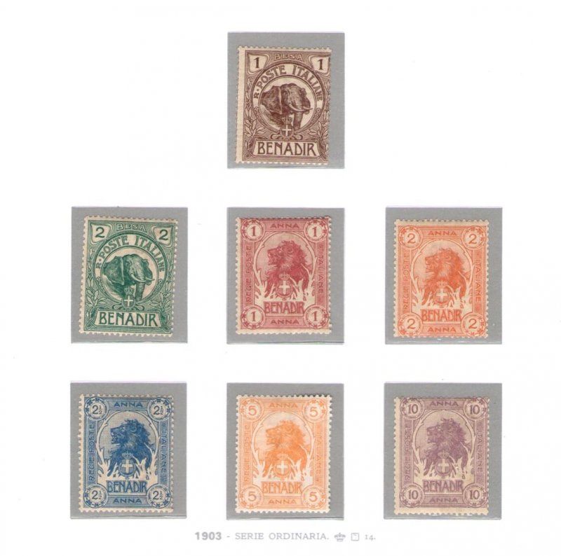 1903 SOMALIA, no. 1/7, Elephants and Lions, 7 values - MNH **