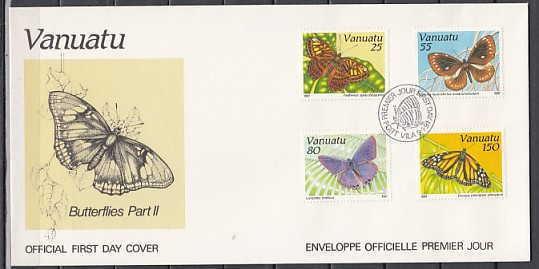 Vanuatu, Scott cat. 532-535. Butterflies issue on a First day cover.