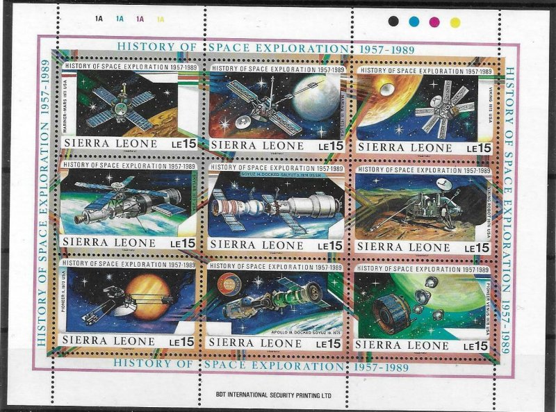 1989    SIERRA LEONE  -  SG.  1284 / 1292  -  SPACE EXPLORATION SHEETLET  -  MNH
