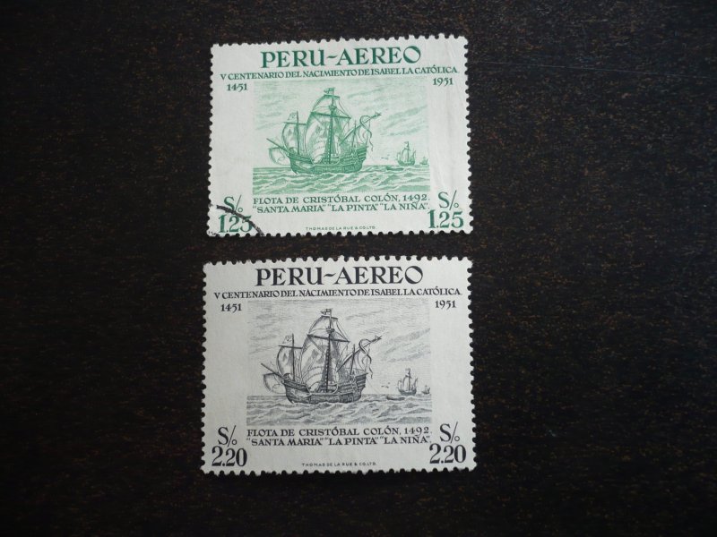 Stamps - Peru - Scott # C125-C126 - Mint Hinged & Used Part Set of 2 Stamps