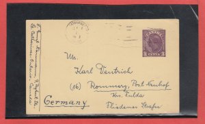 3c George VI post card UPU rate to Germany from Canada 1938