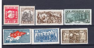 RUSSIA YR 1927,SC 375-81,MI 328A-34A,MLH,OCTOBER REVOLUTION 10TH ANNIVERSARY