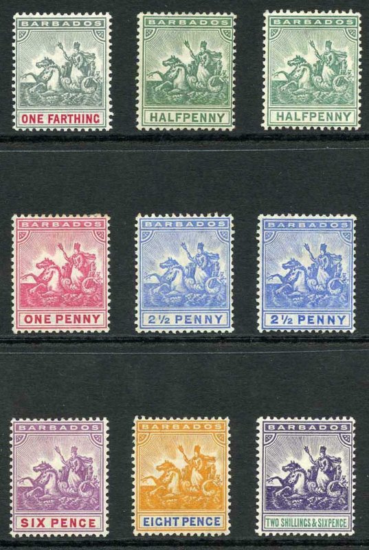 Barbados SG135/44 1905 set of 7 (the low vals a bit grubby)  M/M