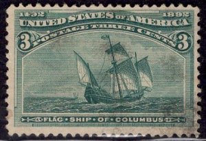 US Stamp #232 3c Columbian USED SCV $15