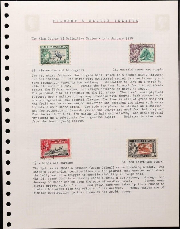 GILBERT & ELLICE ISLANDS 1937-55 KGVI Used Collection. SG cat £115.