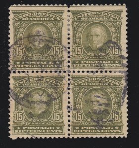 US 309 15c Clay Used Block of 4 F-VF SCV $105