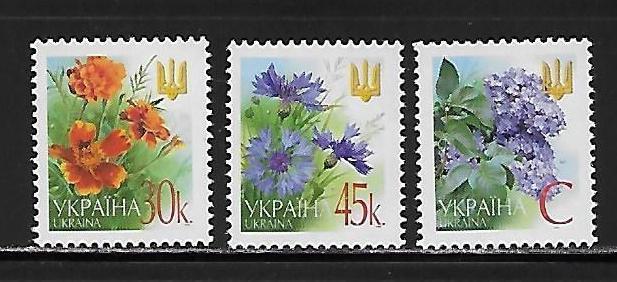Ukraine, 466-68, Flowers Singles,**MNH**
