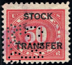 RD9 50¢ Stock Transfer Stamp (1918) Perfin