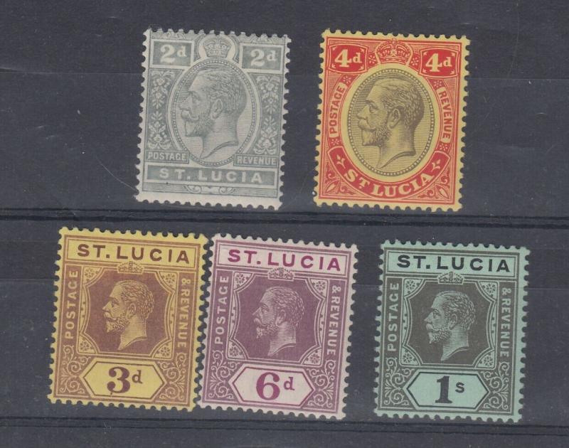 St Lucia 1912/26 Collection of 5 Values to 1/- MH J5690