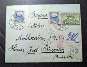 1926 Registered Estonia Cover Parnu to Weiden Bavaria Germany