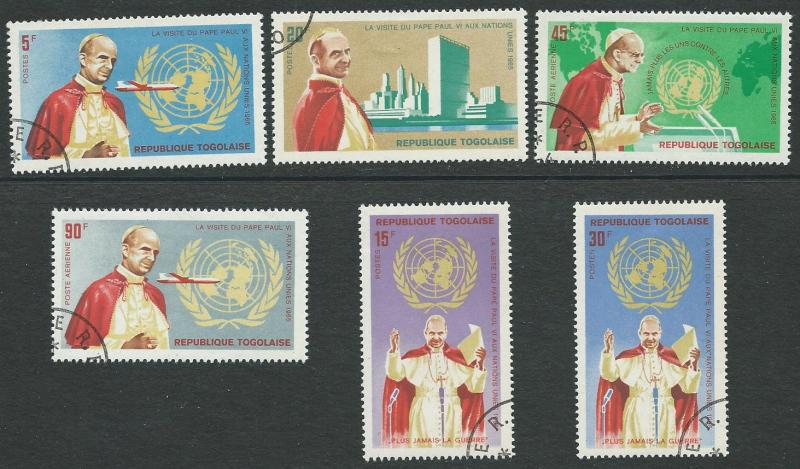 Togo Scott 549-552, C49-C50  CTO  Pope Paul VI, aircraft, UN