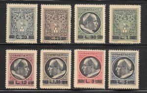 Vatican City Scott 102-109 MNHOG - 1946 Surcharged Set - SCV $7.75