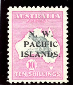 New Guinea 1915 KGV Roos 10s grey & pink (Type A ovpt) superb MNH. SG 84. Sc 9
