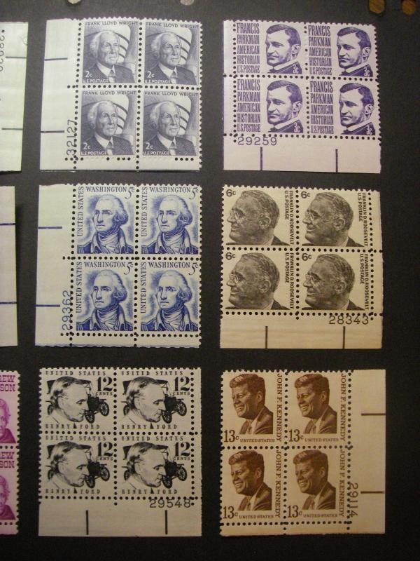 PROMINENT AMERICANS - Complete Plate Block Set, MNH Beauties