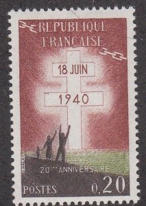 France # 967, Lorraine Cross, Mint Hinged