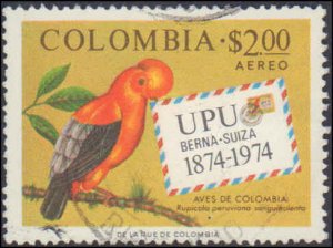 Colombia #C611-C614, Complete Set(4), 1974, UPU, Birds, Used