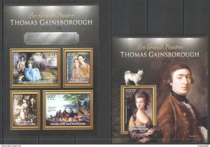 2013 Central Africa Art Famous Paintings Thomas Gainsborough Kb+Bl ** Ca669