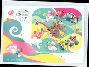 Finland 1422 2013 st. valentine's day self adhesive sheet of 6 on unadd. cacheted FDC