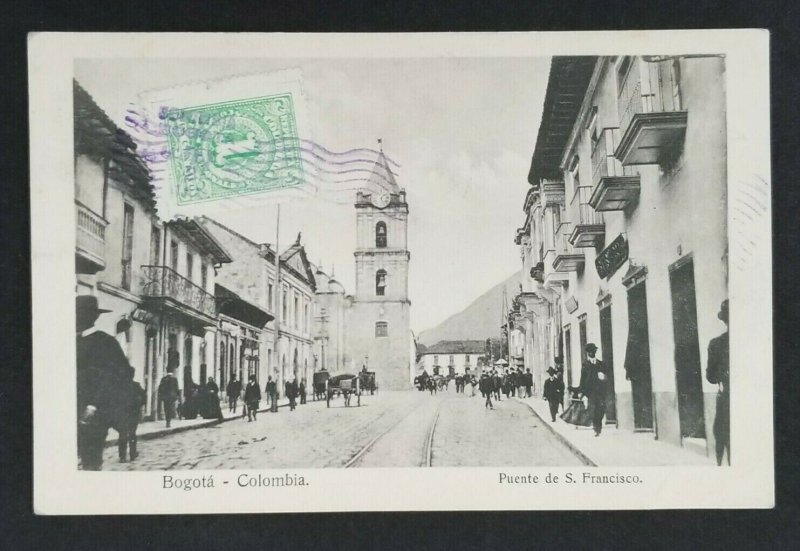 1914 Bogota Colombia Copenhagen Denmark S Francisco Bridge RPPC Postcard Cover 