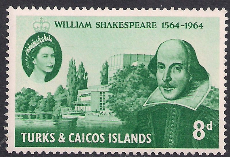 Turks & Caicos 1964 QE2 8d Shakespeare MM SG 257 ( K1412 )