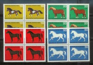 Germany B442-B445 Blocks of 4 Set MNH Horses (C)