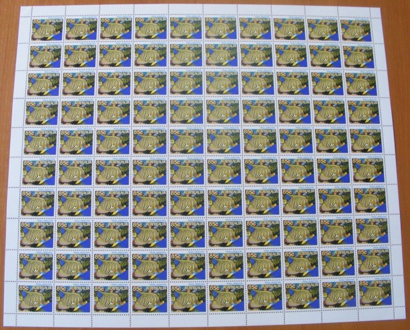 Australia 1984 85c Marine Life Barrier Reef Angelfish sheet of 100 MUH