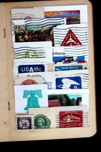 US Old Cut Square Stamp Collection 92 Used in Stamp Stock Book Album B