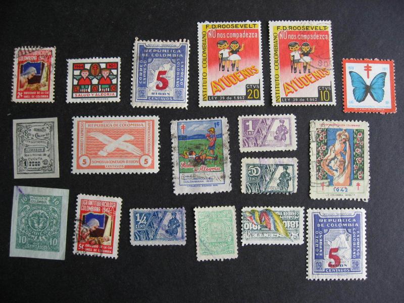 COLOMBIA 18 labels etc, duplicates, mixed condition, check them out!