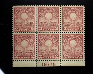 HS&C: Scott #654 Mint 2 cent Edison plate block of six PL#19775 VF NH US Stamp