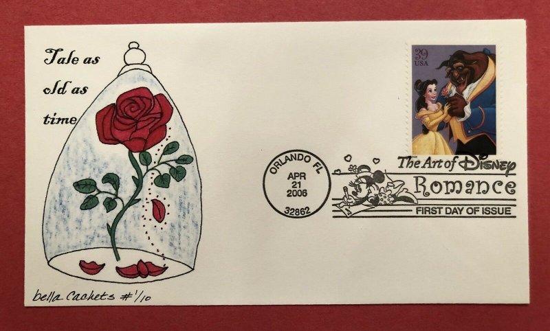 2006 FDC Art Of Disney Romance Beauty And The Beast Laser Cachet # /10