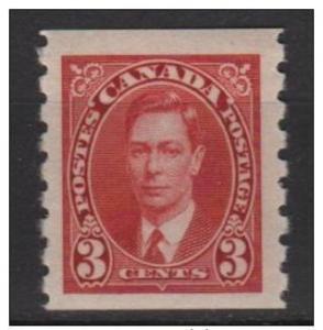 Canada  1937 - Scott 240 coil MH - 3c, King George VI 