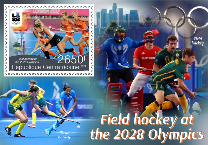 Stamps. Olympic 2028 LA Field Hockey 2024 year 6 sheets perforated