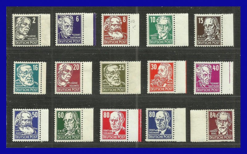 1953 - Alemania - DDR - Scott n 122 / 136 - Wmk 297 - MNH - BH - RDA- 333